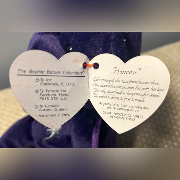 Vintage Ty Beanie Babies Lot of 4 Bears - Princess Diana, TY 2K, Peace, BB Bear - Picture 7 of 16